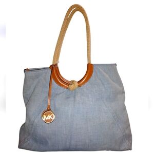Michael Kors Blue and Tan Tote Bag